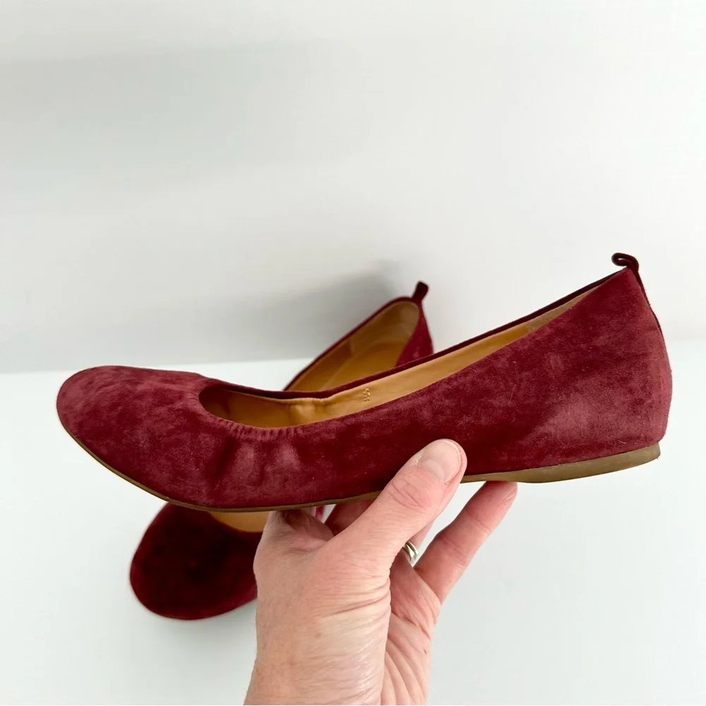 J. Crew Anya Suede Burgundy Ballet Flats Size 7 1/2M
